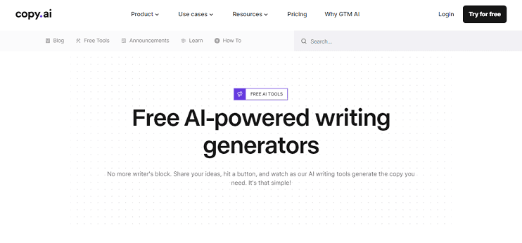Copy AI Free AI Tools Screenshot
