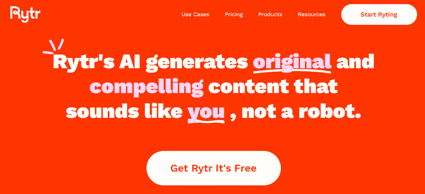 Rytr Home Page Screenshot